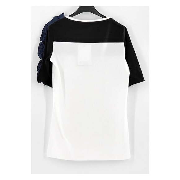 MARINA RINALDI NWT Veggia Ruffle Color Block T-Shirt - Picture 7 of 9
